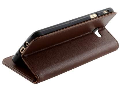 Synthetic Leather Wallet Case with Stand for Samsung Galaxy J5 Prime - Brown