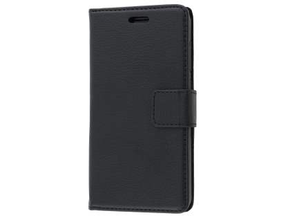 HTC Telstra Signature Premium Synthetic Leather Wallet Case with Stand - Classic Black