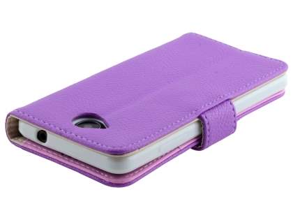 Slim Synthetic Leather Wallet Case with Stand for Microsoft Lumia 650 - Purple