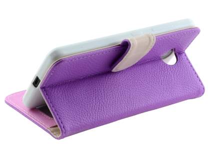 Slim Synthetic Leather Wallet Case with Stand for Microsoft Lumia 650 - Purple