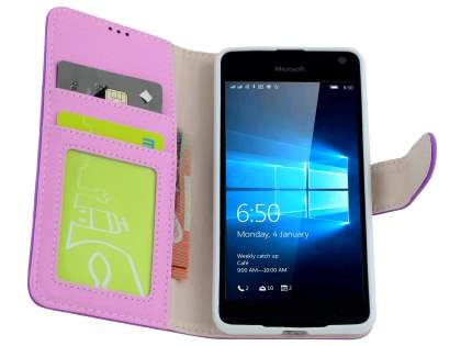 Slim Synthetic Leather Wallet Case with Stand for Microsoft Lumia 650 - Purple