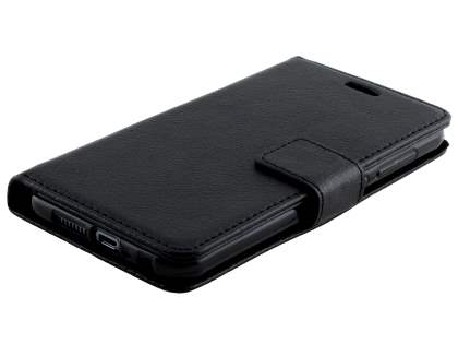 HTC Telstra Signature Premium Synthetic Leather Wallet Case with Stand - Classic Black