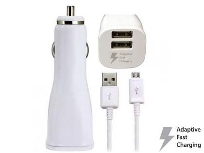 Samsung Fast Charging USB-A Dual-Port Car Charger with 1.5m Micro USB cable - White Car Charger
