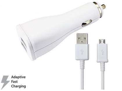 Samsung Fast Charging USB-A Dual-Port Car Charger with 1.5m Micro USB cable - White