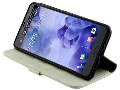 Slim Synthetic Leather Wallet Case with Stand for HTC U Ultra - Pearl White