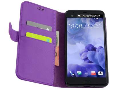 Slim Synthetic Leather Wallet Case with Stand for HTC U Ultra - Purple