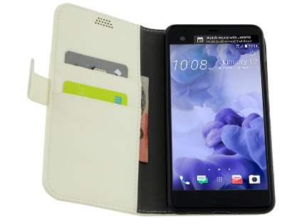 Slim Synthetic Leather Wallet Case with Stand for HTC U Ultra - Pearl White