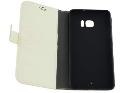 Slim Synthetic Leather Wallet Case with Stand for HTC U Ultra - Pearl White