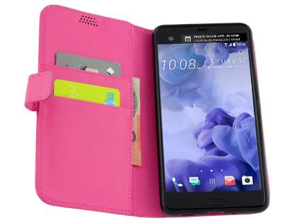 Slim Synthetic Leather Wallet Case with Stand for HTC U Ultra - Pink