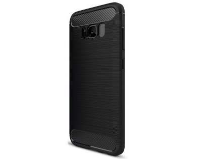 Flexible Carbon Fibre Style Case for Samsung Galaxy S8+ - Black Soft Cover