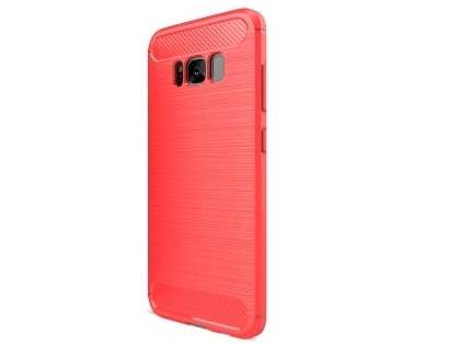 Flexible Carbon Fibre Style Case for Samsung Galaxy S8+ - Fluorescent Coral Soft Cover