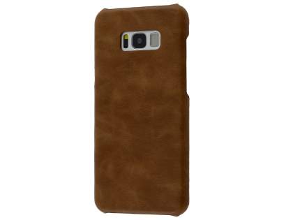 Top Grain Leather Back Cover for Samsung Galaxy S8 - Dark Brown Hard Case