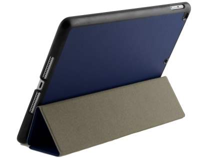 Premium Slim Synthetic Leather Flip Case with Stand for iPad 6th/5th Gen - Navy Blue/Black
