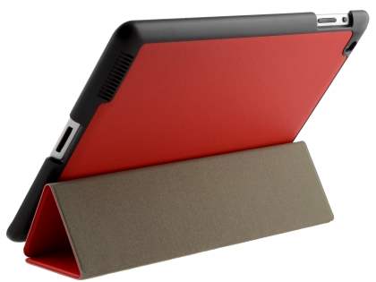 Premium Slim Synthetic Leather Flip Case with Stand for iPad 2/3/4 - Red Leather Flip Case