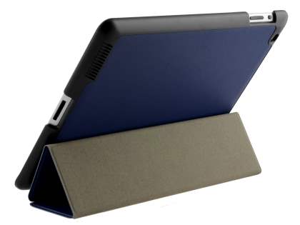 Premium Slim Synthetic Leather Flip Case with Stand for iPad 2/3/4 - Navy Blue