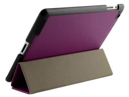 Premium Slim Synthetic Leather Flip Case with Stand for iPad 2/3/4 - Purple Leather Flip Case