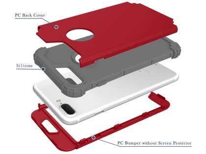 Defender Case for iPhone 7 Plus - Red/Grey