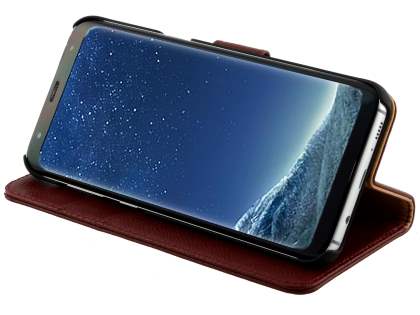 Premium Leather Wallet Case for Samsung Galaxy S8+ - Rosewood