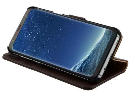 Premium Leather Wallet Case for Samsung Galaxy S8+ - Brown