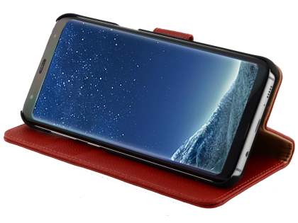 Premium Leather Wallet Case for Samsung Galaxy S8 - Red