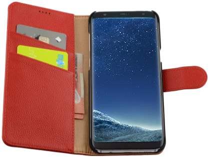 Premium Leather Wallet Case for Samsung Galaxy S8 - Red