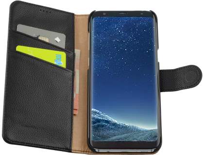 Premium Leather Wallet Case for Samsung Galaxy S8 - Black