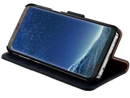 Premium Leather Wallet Case for Samsung Galaxy S8 - Navy