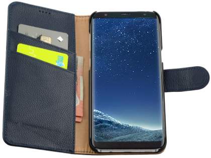 Premium Leather Wallet Case for Samsung Galaxy S8 - Navy