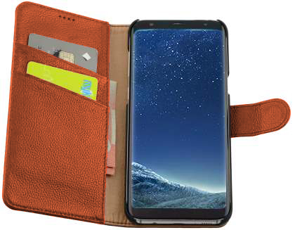 Premium Leather Wallet Case for  Samsung Galaxy S8 - Caramel