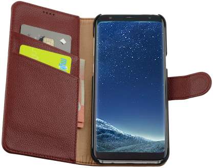 Premium Leather Wallet Case for Samsung Galaxy S8+ - Rosewood