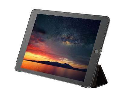 Premium Slim Synthetic Leather Flip Case with Stand for iPad 6th/5th Gen - Black/Black