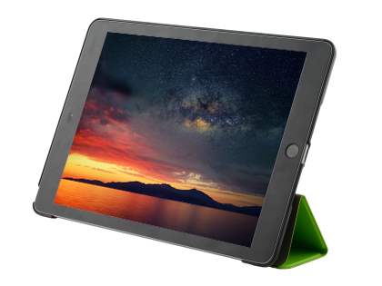 Premium Slim Synthetic Leather Flip Case with Stand for iPad 6th/5th Gen - Green/Black