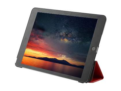 Premium Slim Synthetic Leather Flip Case with Stand for iPad 6th/5th Gen - Red/Black