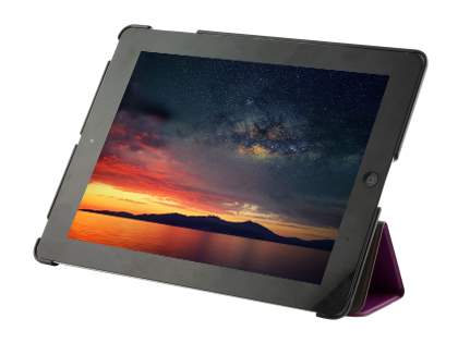 Premium Slim Synthetic Leather Flip Case with Stand for iPad 2/3/4 - Purple