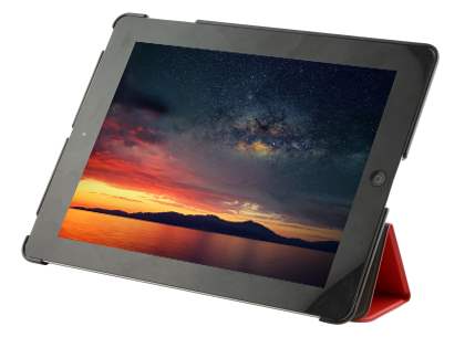 Premium Slim Synthetic Leather Flip Case with Stand for iPad 2/3/4 - Red