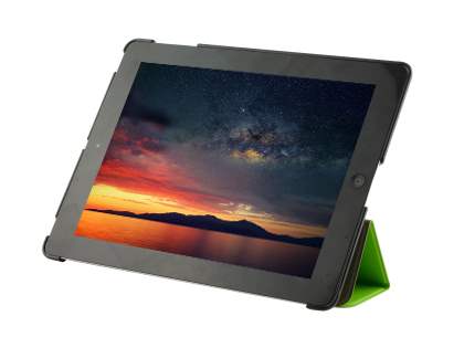 Premium Slim Synthetic Leather Flip Case with Stand for iPad 2/3/4 - Green