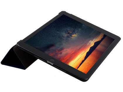 Premium Slim Synthetic Leather Flip Case with Stand for iPad 6th/5th Gen - Navy Blue/Black