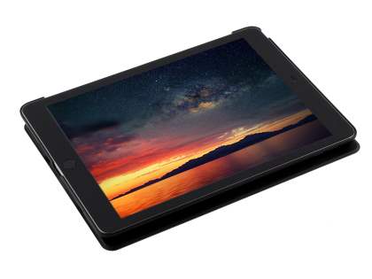 Premium Slim Synthetic Leather Flip Case with Stand for iPad 6th/5th Gen - Black/Black