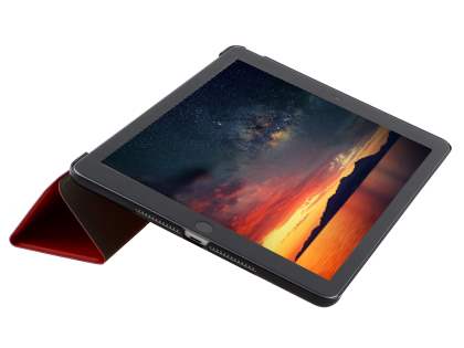 Premium Slim Synthetic Leather Flip Case with Stand for iPad 6th/5th Gen - Red/Black