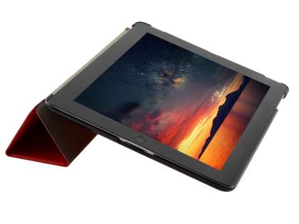 Premium Slim Synthetic Leather Flip Case with Stand for iPad 2/3/4 - Red
