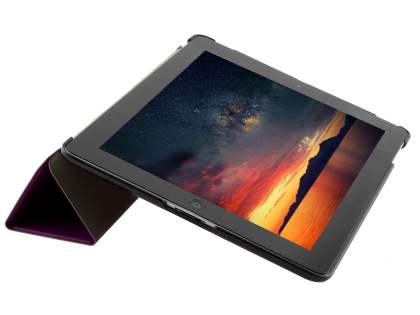 Premium Slim Synthetic Leather Flip Case with Stand for iPad 2/3/4 - Purple