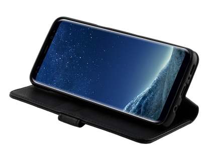 Synthetic Leather Wallet Case with Stand for Samsung Galaxy S8+ - Classic Black