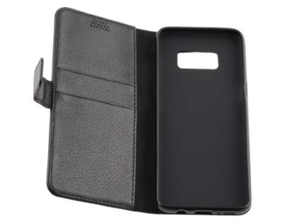 Synthetic Leather Wallet Case with Stand for Samsung Galaxy S8+ - Classic Black