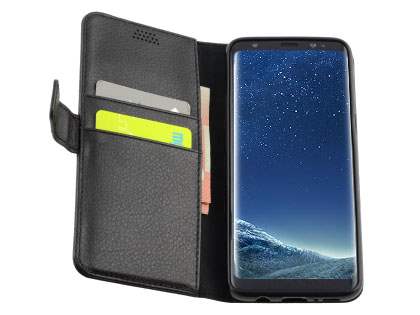 Synthetic Leather Wallet Case with Stand for Samsung Galaxy S8+ - Classic Black