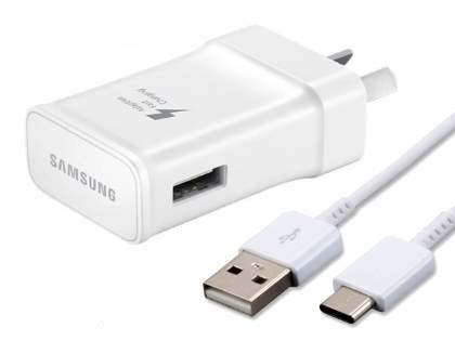 Genuine Samsung Adaptive Fast 2A Charger with USB-C to USB-A cable - White AC Wall Charger