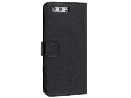 Synthetic Leather Wallet Case with Stand for Huawei P10 - Classic Black Leather Wallet Case