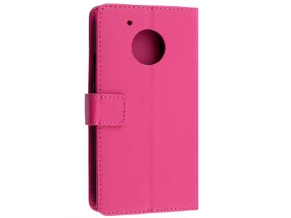 Slim Synthetic Leather Wallet Case with Stand for Motorola Moto G5 - Pink Leather Wallet Case