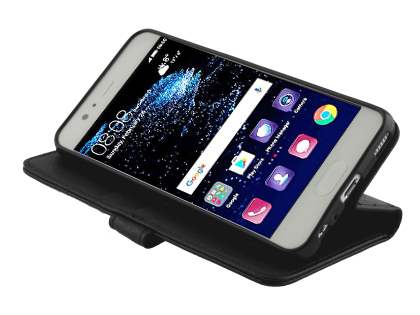 Synthetic Leather Wallet Case with Stand for Huawei P10 - Classic Black