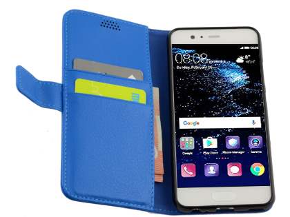 Synthetic Leather Wallet Case with Stand for Huawei P10 - Blue