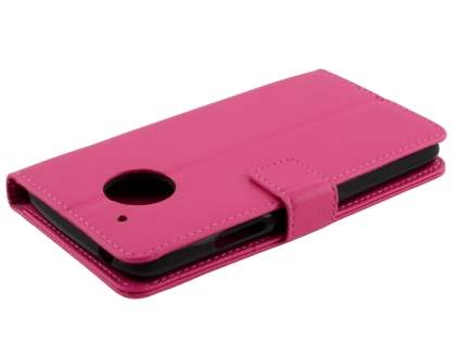 Slim Synthetic Leather Wallet Case with Stand for Motorola Moto G5 - Pink